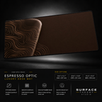 Espresso Optic desk mat floating against a dark studio background.