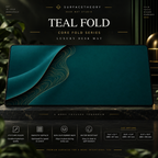 Teal Fold desk mat on a studio display with size and product information.