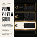 Graphite Fold print preview guide comparing styled presentation, close-up and print reference.