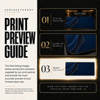 Navy Fold print preview guide comparing styled presentation, close-up and print reference.