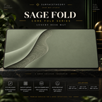 Sage Fold desk mat on a studio display with size and product information.