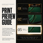 Forest Fold print preview guide comparing styled presentation, close-up and print reference.