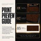 Espresso Atlas print preview guide comparing styled presentation, close-up and print reference.