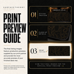 Obsidian Atlas print preview guide comparing styled presentation, close-up and print reference.