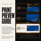 Minimal Cobalt Pearl print preview guide comparing styled presentation, close-up and print reference.