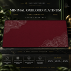 Minimal Oxblood Platinum desk mat on a studio display with size and product information.
