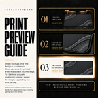 Charcoal Relief print preview guide comparing styled presentation, close-up and artwork reference.