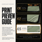 Sage Relief print preview guide comparing styled presentation, close-up and artwork reference.
