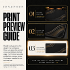 Obsidian Relief print preview guide comparing styled presentation, close-up and artwork reference.