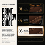 Espresso Relief print preview guide comparing styled presentation, close-up and artwork reference.