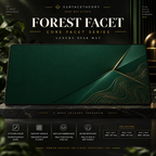 Forest Facet desk mat on a studio display with size and product information.