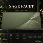 Sage Facet desk mat on a studio display with size and product information.