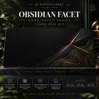 Obsidian Facet desk mat on a studio display with size and product information.
