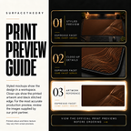Espresso Facet print preview guide comparing styled presentation, close-up and artwork reference.
