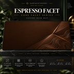 Espresso Facet desk mat on a studio display with size and product information.