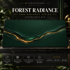 Forest Radiance desk mat on a studio display with size and product information.