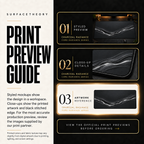 Charcoal Radiance print preview guide comparing styled presentation, close-up and artwork reference.