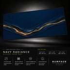 Navy Radiance desk mat floating against a dark studio background.