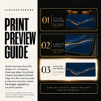 Navy Radiance print preview guide comparing styled presentation, close-up and artwork reference.