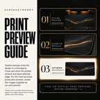 Obsidian Radiance print preview guide comparing styled presentation, close-up and artwork reference.