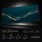 Teal Radiance desk mat floating against a dark studio background.