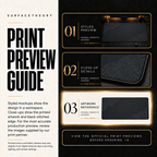 Minimal Graphite Shadow print preview guide comparing styled presentation, close-up and artwork reference.