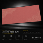 Minimal Rose Clay desk mat floating against a dark studio background.