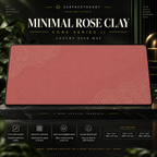 Minimal Rose Clay desk mat on a studio display with size and product information.