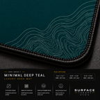 Close-up of Minimal Deep Teal printed artwork and black stitched corner.