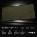Minimal Olive Gold desk mat floating against a dark studio background.