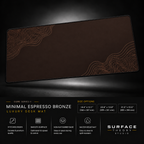 Minimal Espresso Bronze desk mat floating against a dark studio background.