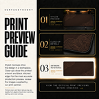 Minimal Espresso Bronze print preview guide comparing styled presentation, close-up and artwork reference.