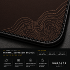 Close-up of Minimal Espresso Bronze printed artwork and black stitched corner.