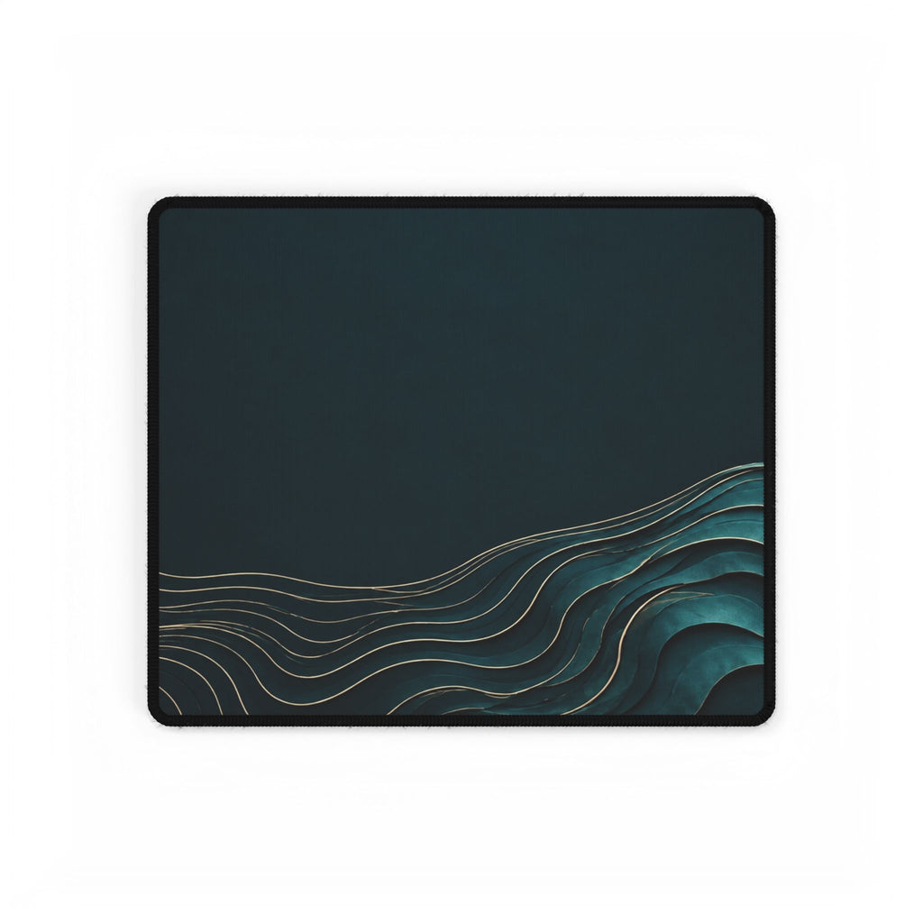 Printify preview: Teal Evolution desk mat, 14.4 × 12.1 inches, flat on a white background.