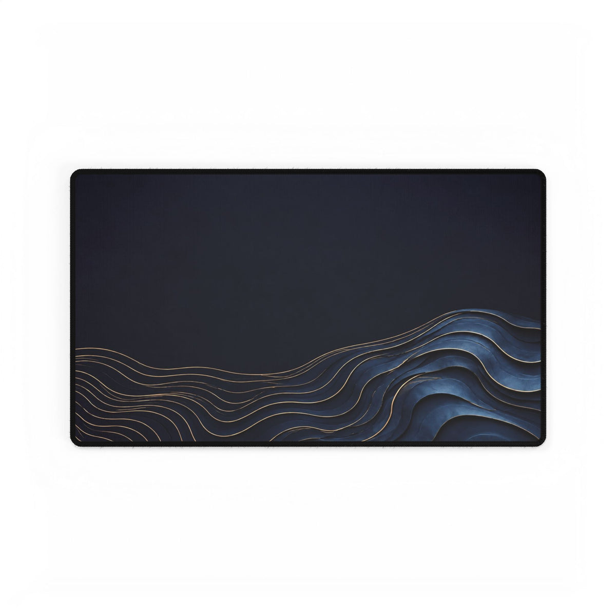 Printify preview: Navy Evolution desk mat, 23.6 × 13.8 inches, flat on a white background.