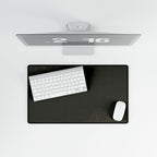 Printify preview: Minimal Olive Gold, 23.6 × 13.8 inches, overhead desk view with keyboard and mouse.