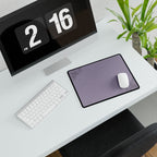 Printify preview: Minimal Smoked Lilac, 14.4 × 12.1 inches, angled desk view with keyboard and mouse.
