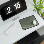 Printify preview: Sage Interference, 14.4 × 12.1 inches, with a mouse beside a keyboard, viewed at an angle.