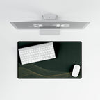 Printify preview: overhead view of Forest Interference, 23.6 × 13.8 inches, with keyboard and mouse.