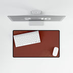 Printify preview: Minimal Terra Ember, 23.6 × 13.8 inches, overhead desk view with keyboard and mouse.