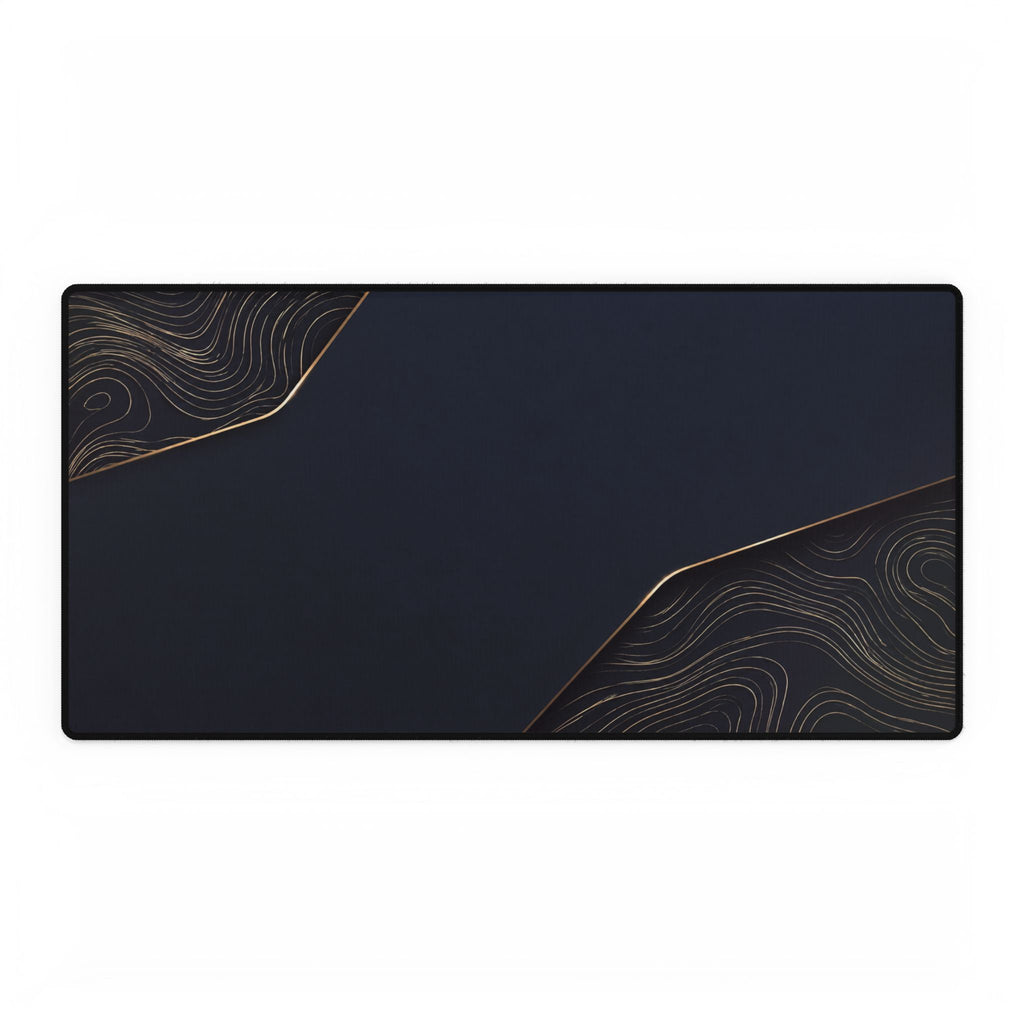 Printify preview: Navy Cutaway desk mat, 31.5 × 15.5 inches, flat on a white background.