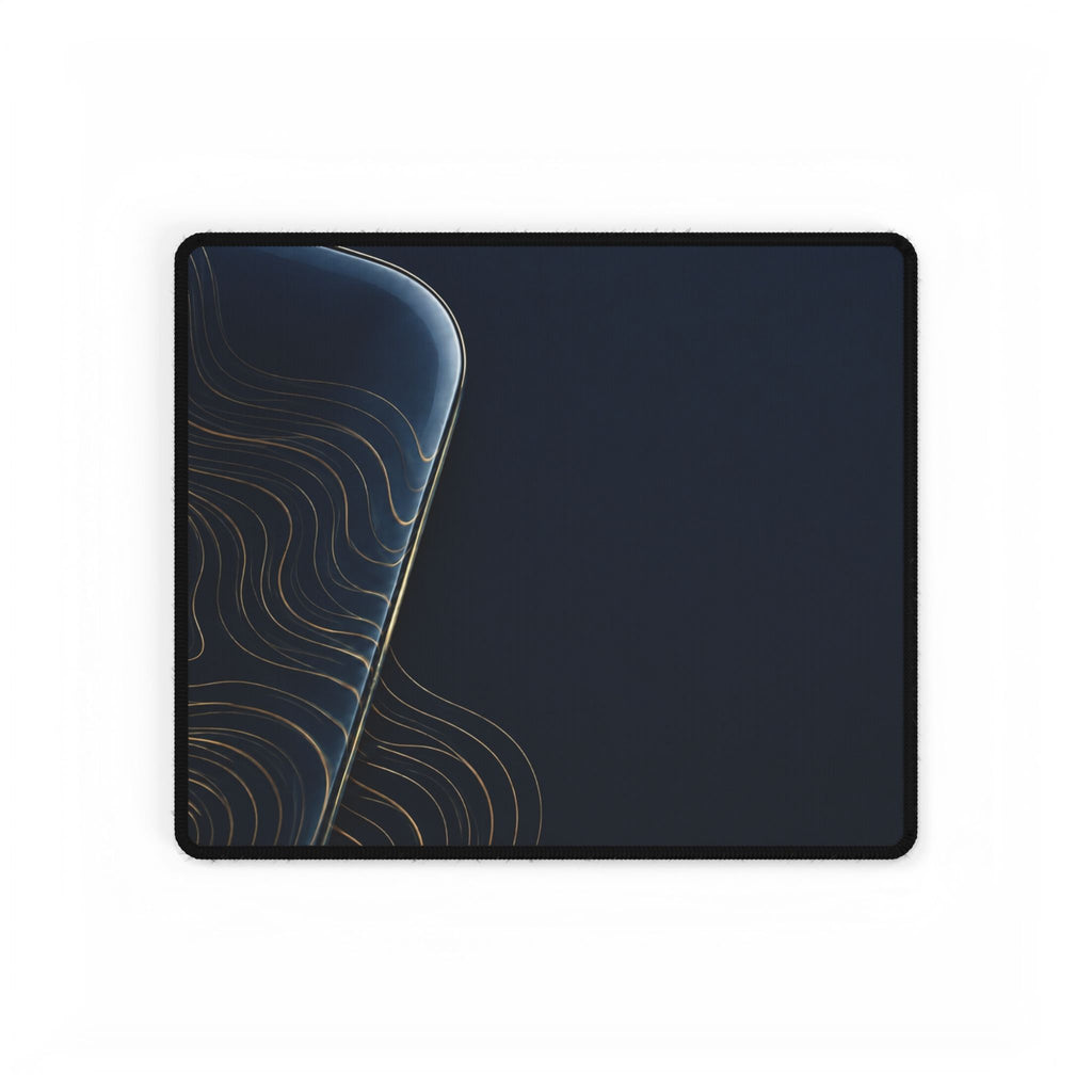 Printify preview: Navy Optic desk mat, 14.4 × 12.1 inches, flat on a white background.