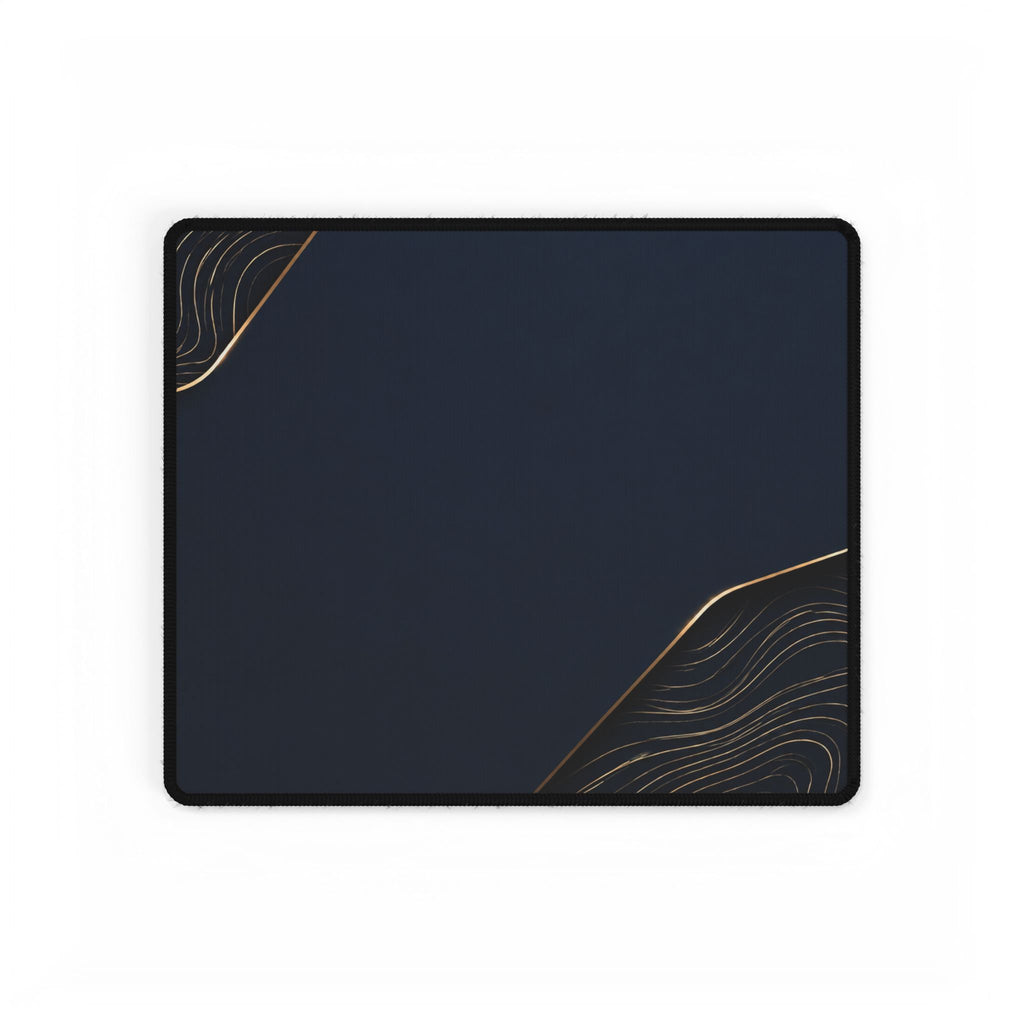 Printify preview: Navy Cutaway desk mat, 14.4 × 12.1 inches, flat on a white background.