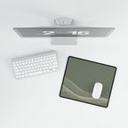 Printify preview: overhead view of Sage Interference, 14.4 × 12.1 inches, with a mouse beside a keyboard.