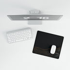 Printify preview: overhead view of Obsidian Evolution, 14.4 × 12.1 inches, with a mouse beside a keyboard.
