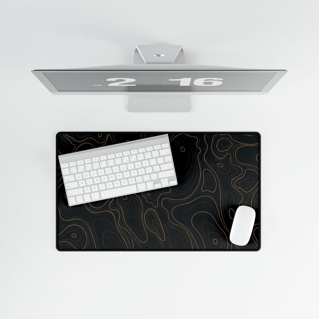Printify preview: Obsidian Atlas, 23.6 × 13.8 inches, overhead desk view with keyboard and mouse.
