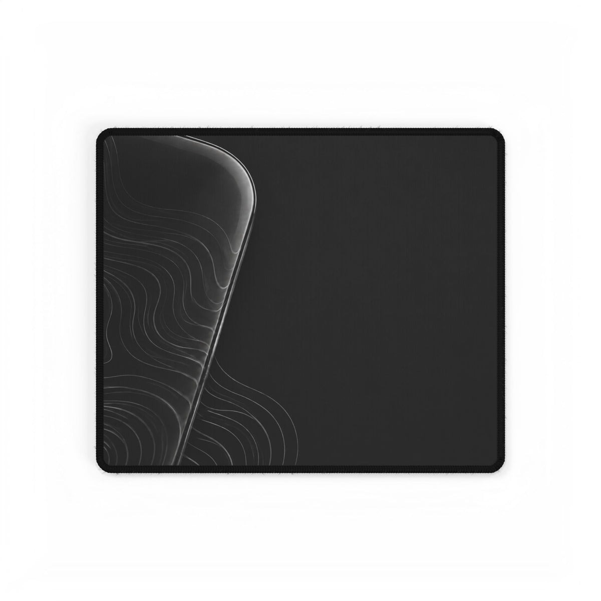 Printify preview: Graphite Optic desk mat, 14.4 × 12.1 inches, flat on a white background.