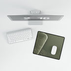 Printify preview: overhead view of Sage Optic, 14.4 × 12.1 inches, with a mouse beside a keyboard.