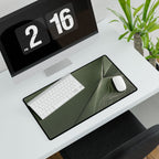 Printify preview: Sage Facet, 23.6 × 13.8 inches, angled desk view with keyboard and mouse.