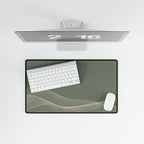 Printify preview: overhead view of Sage Interference, 23.6 × 13.8 inches, with keyboard and mouse.